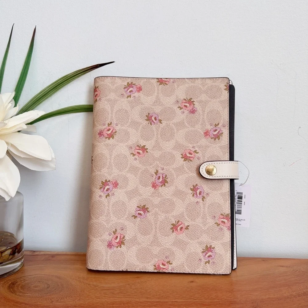 NWT Coach Notebook In Signature Canvas With Floral Print